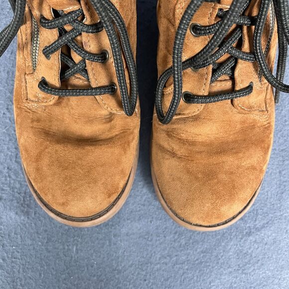 Steve Madden Girls US 3 Brown Leather Faux Shearling Collar Lace Up Snow Boots - Picture 6 of 13